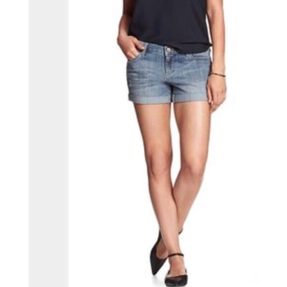 Banana Republic Denim Jean Cuffed Shorts Size 4 - Picture 1 of 12